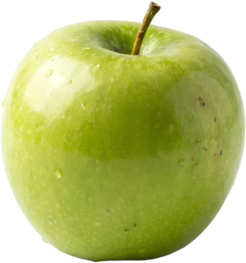Green apple, whole with the stem