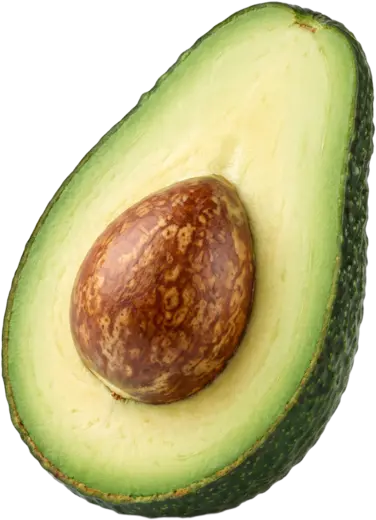 Avocado, cut in half with the pit still in